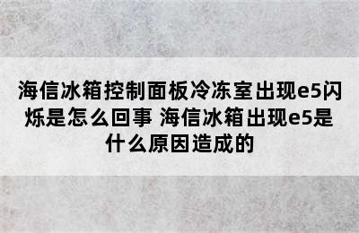 海信冰箱控制面板冷冻室出现e5闪烁是怎么回事 海信冰箱出现e5是什么原因造成的